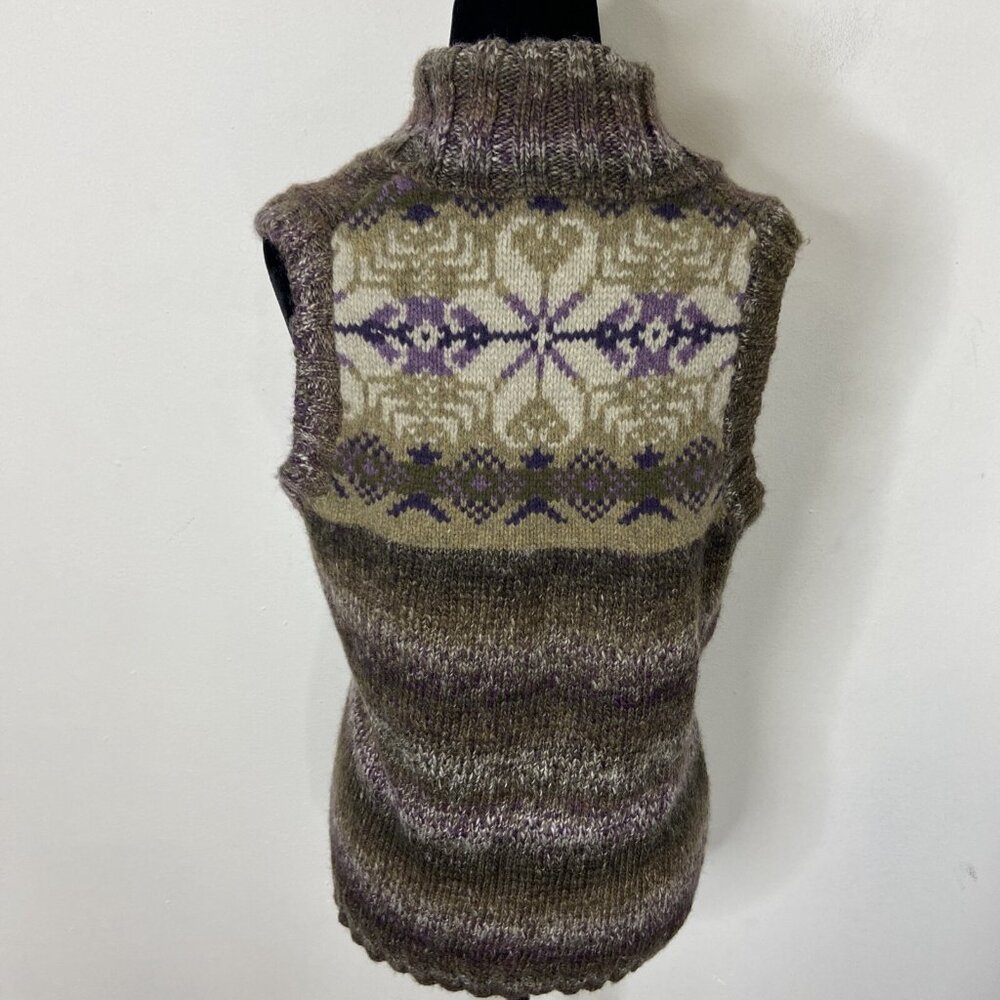 Woolrich Woman M Wool Knit Sweater Vest Long Purple Kendal Creek - Picture 4 of 8
